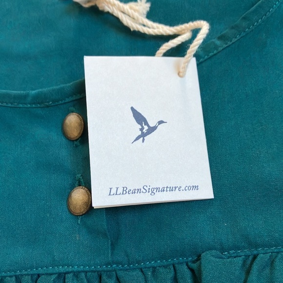 L.L.Bean Signature emerald green 100%Silk ruffle detail long sleeve shirt - Picture 10 of 13